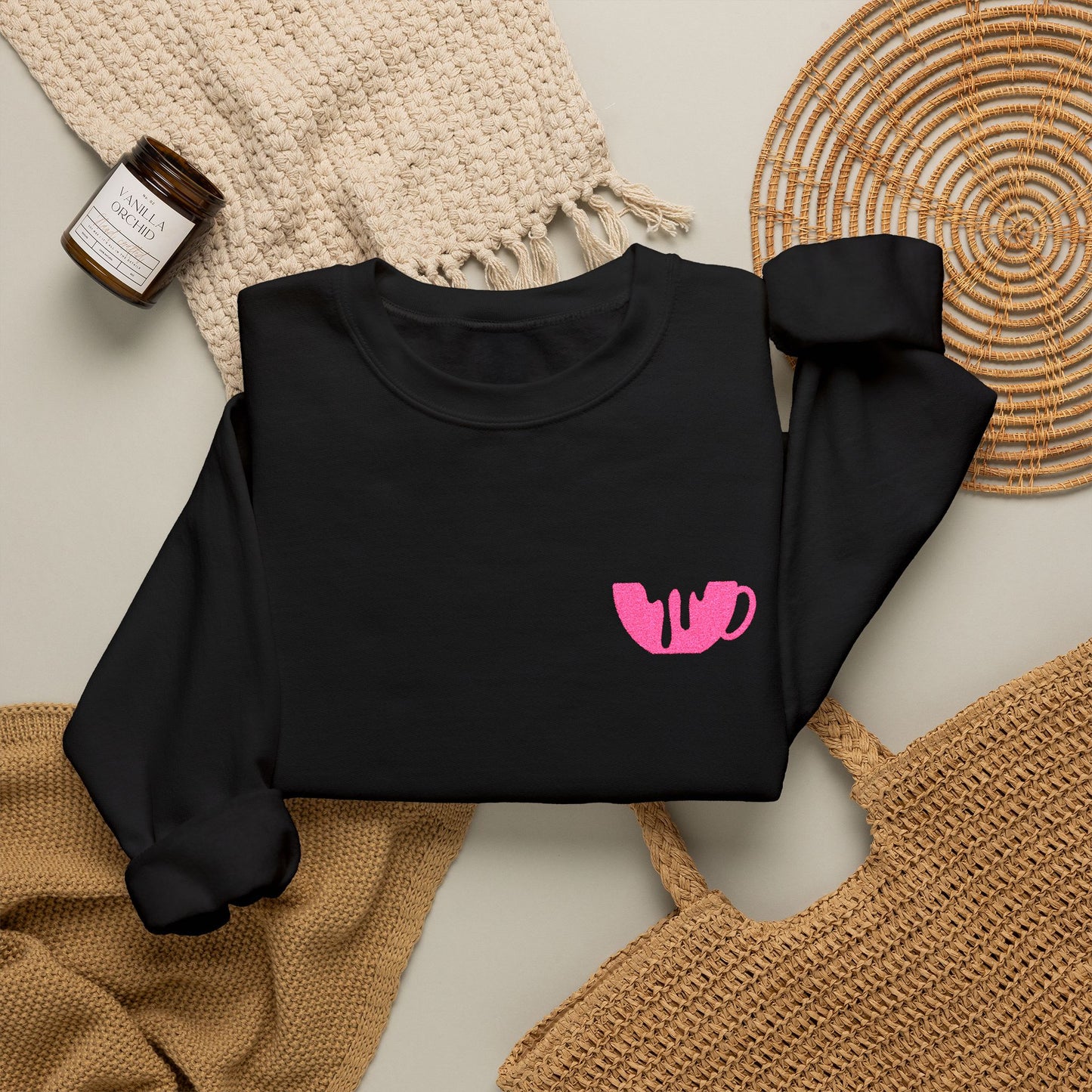 Pink Broken Heart Chest Patch Sweatshirt | Minimal Cute Graphic
