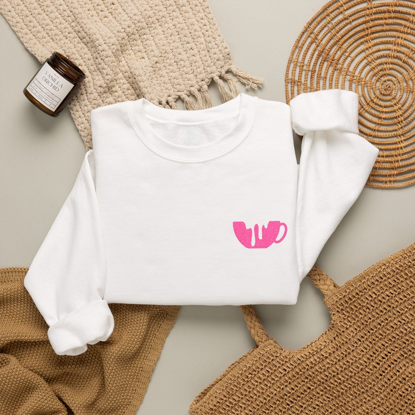 Pink Broken Heart Chest Patch Sweatshirt | Minimal Cute Graphic
