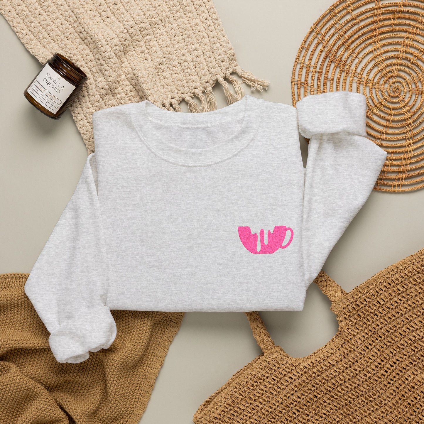 Pink Broken Heart Chest Patch Sweatshirt | Minimal Cute Graphic